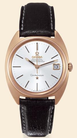 Pink Gold, Constellation.Omega, Constellation, Automatic Chronometer.Officially Certified, No. 25271834, case.No. 168009, Ref. 168017. Made circa 1967..Very fine, tonneau-shaped, center-seconds, self-winding.water-resistant, 18K pink gold gentleman's wris