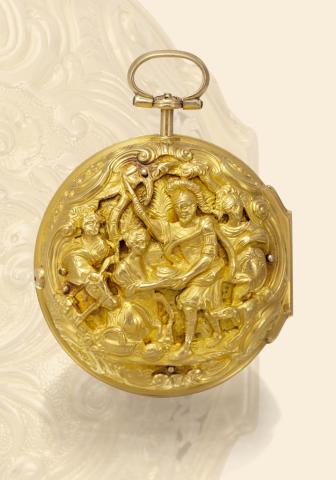 Isaac, Rebecca Eliezer.W(illia)m Rivers, London, No. 1712. Made for the Dutch market, the inner case with London hallmarks for 1775..Very fine, 22K gold, repouss_ pair-cased pocket watch.