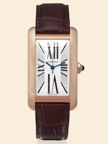 Tank Am_ricaine.Cartier, Tank Am_ricaine.Automatic.case No. 778712CD, Ref. 2505. Sold on.October 1st, 2004..Fine, rectangular curved, center seconds.self-winding, water-resistant, 18K pink.gold gentleman's wristwatch with an.18K pink gold Cartier buckle. 