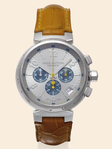White Gold _ Louis Vuitton Cup.Louis Vuitton, Chronometer Chronograph.No. 087/120, Ref. Q 11430. Made in a limited.series of 120 pieces in 2003 to commemorate the 20th anniversary.of the Louis Vuitton Cup..Very fine and rare, thick, self-winding, water-re
