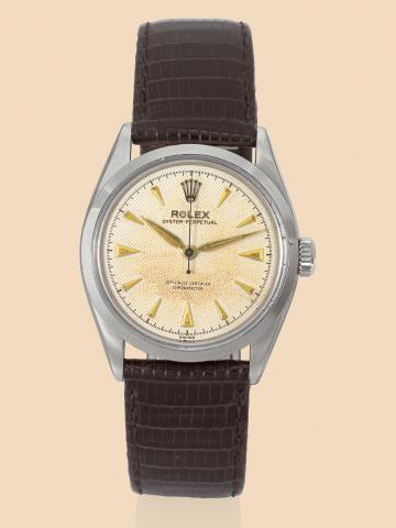 Rolex, Oyster Perpetual, Officially Certified.Chronometer, Ref. 6286. Made in 1954..Fine, center seconds, self-winding, water-resistant.stainless steel gentleman's wristwatch.