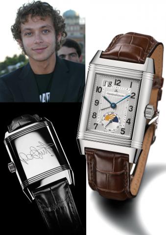 Valentino Rossi.Jaeger LeCoultre, Reverso Grande Automatique Ref. 3038420. Made in 2007..Very fine, self-winding, water resistant, rectangular stainless steel gentleman's reversible wristwatch with two time zone indication, large date display, day-night i