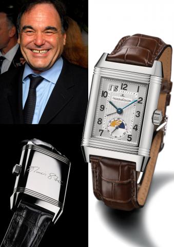 Oliver Stone.Jaeger LeCoultre, Reverso Grande Automatique Ref. 3038420. Made in 2007..Very fine, self-winding, water resistant, rectangular stainless steel gentleman's reversible wristwatch with two time zone indication, large date display, day-night indi