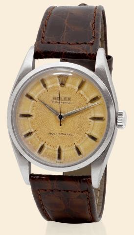 Steel Ref. 6352.Rolex, Oyster Perpetual, Shock-Resisting.Ref. 6352/6350. Made in 1954..Fine, center seconds, self-winding, water-resistant, stainless.steel wristwatch..To be sold without reserve
