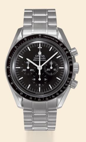 Apollo XVII - E.A. Cernan.Omega, Speedmaster Professional, No. 0934.Ref. 3570.50.00. Made in 2002, in a limited.edition of 3000 examples to honor Eugene Cernan, the last.man on the moon, who took part in the Apollo XVII.mission on December 14, 1972..Fine 