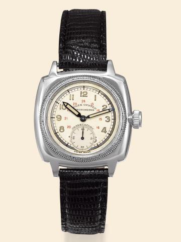 Rolex, Oyster, Chronometer Observatory.case No. 24432, Ref. 1072. Made.in the 1930s..Fine, cushion-shaped, water-resistant, stainless steel wristwatch.