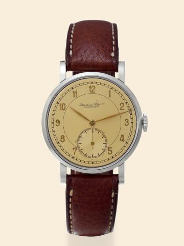 Staybrite Portuguese.International Watch Co., Schaffhausen.Portuguese, movement No. 1041423.case No. 1696229, Ref. 527. Made in the 1950s..Fine Staybrite stainless steel wristwatch.