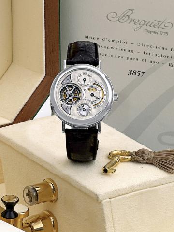 1747 - 1997 - Breguet 250th Anniversary.Breguet, No.1866H, Ref. 3857PT. Made in a limited edition of 3 pieces in 1997 to commemorate.the 250th anniversary of the birth of Abraham Louis Breguet (1747 - 1823)..Extremely fine and rare, minute repeating plati