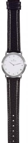 Platinum Villeret.Blancpain, Villeret, No. 195.Ref. 0021/342755. Made circa 1990.sold on December 1991..Fine, thin, platinum wristwatch with a.platinum Blancpain buckle. Accompanied.by a fitted box and certificate.