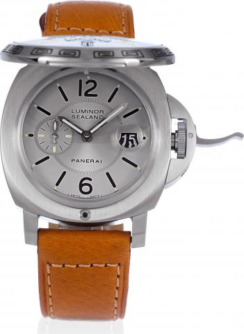 Luminor Panerai Sealand.Officine Panerai, Firenze 1860, Luminor Sealand.No. FO 4/30, Ref. PAM 00804. Made in a limited edition of 30 examples.for the Shanghai Boutique in 2000..Very fine and very rare, large, self-winding, water-resistant, brushed.stainle
