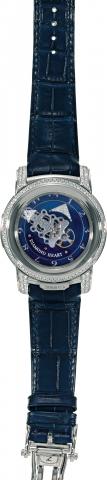 The Freak _ Diamond Heart, Limited Edition.Ulysse Nardin, Le Locle, The Freak, No. 34/99, Ref..029-80. Made in a limited edition of 99 pieces, circa 2003..Very fine and highly unusual, platinum and round diamond-set.wristwatch with 60-minute revolving mov