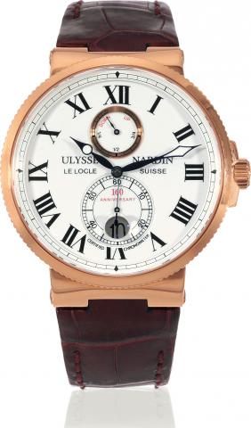 160th Anniversary.Ulysse Nardin, Le Locle, Suisse.160th Anniversary, Certified Chronometer.movement No. 36012, No. 052.Ref. 266-65. Made in a limited series of.160 examples for the 160th anniversary of.Ulysse Nardin in 2006, sold on December.19th, 2006..F