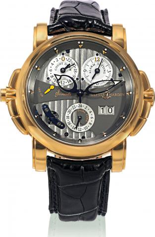 Sonata Cathedral Dual Time.Ulysse Nardin, Sonata Cathedral Dual Time, No..026, Ref. 660-88. Made circa 2004. Production of this reference.started in 2003..Very fine, rare and unusual, large, thick, center seconds, two.crowns, self-winding, water-resistant