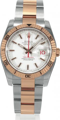 Ref. 116261, TURN-O-GRAPH.Rolex, Oyster Perpetual, Datejust TURN-O-GRAPH, Superlative Chronometer Oficially Certified, case No. F475228.Ref. 116261. Made in 2004..Fine, center-seconds, self-winding, water-resistant, tonneau-shaped, stainless steel and 18K