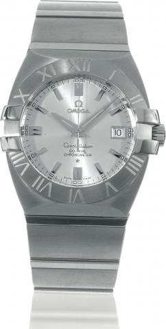 Double Eagle Co-Axial.Omega, Constellation Double Eagle, Co-Axial, Chronometer.case No. 80749821, Ref. 15033000. Sold on March.26th, 2004..Fine, center-seconds, self-winding, water-resistant, stainless steel.wristwatch with date and an integrated stainles