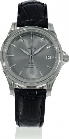 De Ville, Automatic Chronometer.Omega, De Ville, Automatic Chronometer, case No. 80088042, Ref. 48314031. Sold on April 12th, 2002..Fine, self-winding, water-resistant, center-seconds, stainless steel wristwatch with co-axial escapement, date and.a stainl