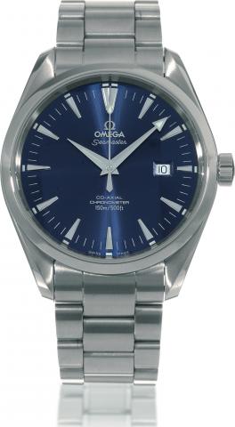 Aqua Terra.Omega, Seamaster Aqua Terra Co-Axial Chronometer, 150m/500ft.No. 80515682, Ref. 25028000. Made circa 2003..Very fine, large, stainless steel, self-winding, water-resistant wristwatch with centerseconds.date and a stainless steel Omega bracelet 
