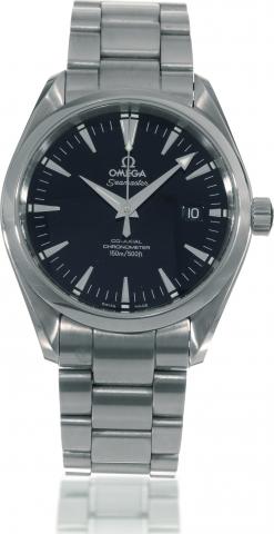 Aqua Terra Co-Axial.Omega, Seamaster Aqua Terra.Co-Axial Chronometer, 150m/500ft, No..80539869, Ref. 25035000. Sold on March.21, 2003..Fine, large, stainless steel, self-winding.water-resistant wristwatch with centerseconds.date and a stainless steel Omeg