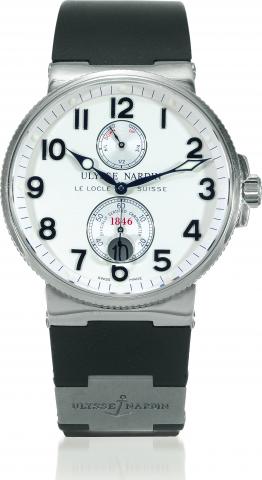 1846 Marine Chronometer.Ulysse Nardin, Le Locle, Suisse, Marine Chronometer 1846, Officially Certified Chronometer, movement No. 26682.No. 0010, Ref. 263-66. Sold on July 8th, 2003..Fine, self-winding, water-resistant, stainless steel chronometer wristwat
