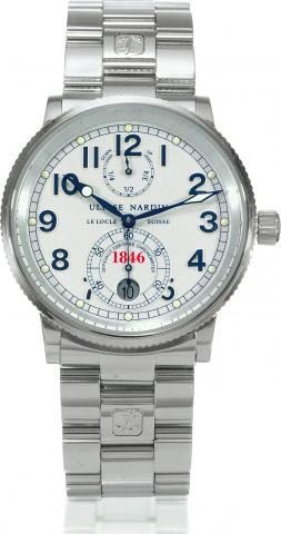1846 Marine Chronometer.Ulysse Nardin, Le Locle, Suisse, 1846 Marine Chronometer, Officially Certified Chronometer, No. 4608, Ref. 263-22..Made circa 2000..Fine, self-winding, water-resistant, stainless steel chronometer wristwatch with date, power reserv