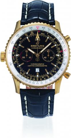 Yellow Gold Chronomatic Limited Edition.Tested to 3 Bars.Breitling, Chrono-Matic Chronographe Certifie Chronometre.No. 005/100, Ref. K41350. Made in a limited edition of 100 in.2003. Sold on February 5th, 2004..Fine and rare, self-winding, water-resistant