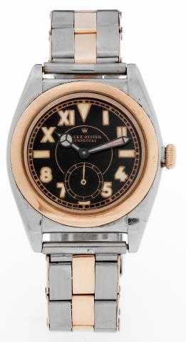 Ref. 3132, Stainless Steel and Pink Gold Bubble-Back.Rolex, Oyster Perpetual, Ref. 3132. Made in the early.1940