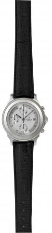 Automatic Chronograph.Corum, Ref. 77.111.20. Made in the late 1980s..Fine, self-winding, water-resistant, stainless steel wristwatch with.round button chronograph, registers, date and a stainless steel.Corum buckle.