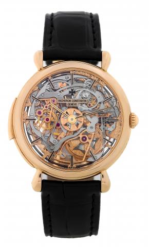 Complications Minute Repeater.Vacheron Constantin, Geneve, Minute Repeater, No. 14, movement No. 812640, Ref. 30 R 1425. Made in the 1990s..Extremely fine and rare, skeletonized, 18K pink gold, minute repeating wristwatch with and 18K pink gold Vacheron