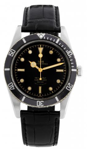 Ref. 7922, No crown guard Submariner.Tudor Submariner, 100m/330ft, Rotor Self-Winding, Ref. 7922, case made by Rolex, Geneva. Made in.1958..Fine center seconds, self-winding, water resistant to 100 m., stainless steel diver's wristwatch