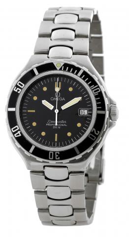 Omega, Seamaster Professional 200m, Ref. 396.1042..Made in the 1990s..Fine and rare, tonneau-shaped, stainless steel diver