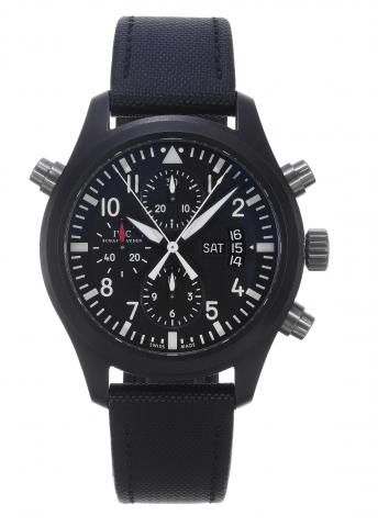 Doppel-Chronograph.International Watch Co., Schaffausen, Doppel-Cronograph.No. 0845/ 1000, caseNo. 3248019, Ref. IW378601.Made.in a limited series of 1000 examples in 2006, sold on May 1st.2007..Fine, water-resistant, self-winding, ceramic and titanium wr