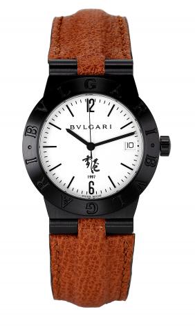 Diagono Sport Hong Kong.Bulgari Automatic, Ref. LC 35 S. Made in 1996 in a limited.edition of 1997 pieces, sold April 1, 1997..Fine, center seconds, water-resistant to 30 m., stainless steel PVD.coated wristwatch with date and a stainless steel PVD coated