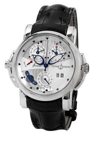 White Gold Sonata Cathedral Dual Time.Ulysse Nardin, Le Locle, Suisse, Sonata Cathedral Dual Time, No. 154, Ref. 660-88.Made in 2004. Production of this reference.started in 2003..Very fine, rare and unusual, center seconds, self-winding, water-resistant,