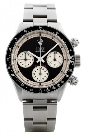 Ref. 6240 Stainless Steel Paul Newman, So-called John Mayer.Rolex, Oyster Cosmograph Daytona Ref. 6240/6263. Made circa 1965..Very fine and rare, water-resistant, stainless steel wristwatch with round button chronograph, registers, tachometer.anti-reflect