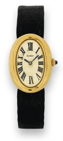 Yellow Gold Baignoire.Cartier, Baignoire, Ref. 7288. Made in the 1980s..Fine, oval and curved, 18K yellow gold lady
