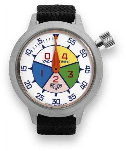 Yacht Timer.Heuer, Yacht Timer, Ref. 653.515. Made circa.1970..Unusual, large, composite waterproof wrist counter designed.for boat races, with central 5-minute register..To be sold without reserve