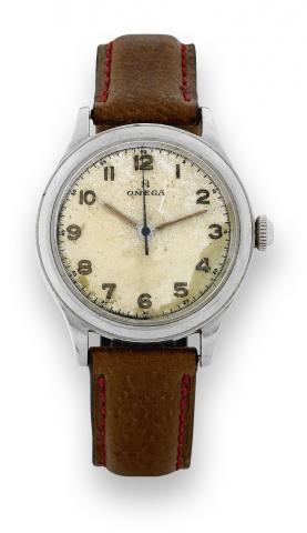 Omega, No. 10338999, Ref. 2179-5. Made in the.late 1950s..Fine stainless steel, center-seconds wristwatch.