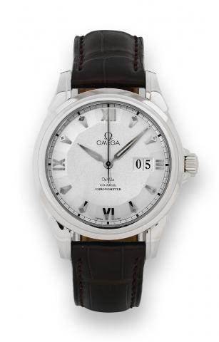 White Gold De Ville.Co-Axial Escapement.Omega, De Ville - Co-Axial Escapement, Chronometer, Automatic,.No. 174/699, Ref. 46243032. Made in a limited edition.of 699 pieces circa 2005..Fine, center seconds, self-winding, water-resistant, 18K white.gold wris