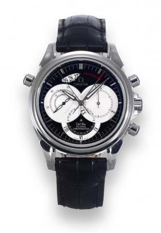 De Ville, Rattrapante.Omega, De Ville, Rattrapante, Co-Axial Chronometer.case No. 78251199, Ref. 48475031. Made circa 2005..Very fine, self-winding, water-resistant, stainless steel chronometer.wristwatch with round button split-seconds chronograph.12-hou