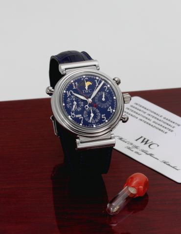 Da Vinci Jubilee Rattrapante, Blue Dial.IWC, International Watch Co., Schaffhausen, Da Vinci Jubilee Rattrapante, No. 074/500, case No. 2882774.Ref. 3754. Made in a limited edition of 500 examples to celebrate the 10th anniversary of the Da Vinci model..V