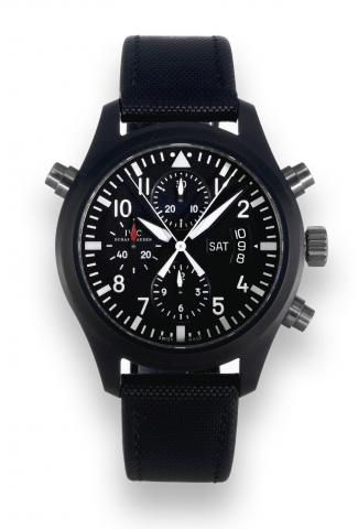Doppel-Chronograph.IWC, International Watch Co., Schaffausen.Doppel-Chronograph, No. 0768/1000, case No. 3225957.Ref. IW378601. Made in a limited series of 1000 examples in.2006..Fine, water-resistant, self-winding, ceramic and titanium wristwatch.round b