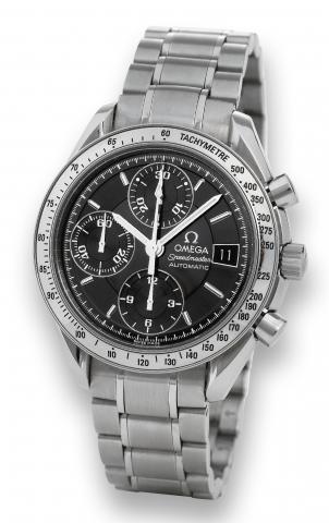Omega, Speedmaster, Automatic, Ref. 175.0083..Fine, self-winding, water-resistant, stainless steel.wristwatch with round button chronograph, registers, date.and a stainless steel Omega link bracelet with deployant.clasp..To be sold without reserve