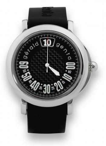 Steel Retro Sport.G_rald Genta, Retro Sport, Ref. RSP. X. 10. Made.in the 1990s..Fine, jump hour, center seconds, self-winding, water-resistant.stainless steel wristwatch with retrograde minutes and a stainless.steel G_rald Genta double deployant clasp. A