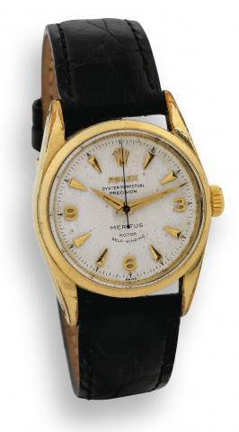 Ref. 6594, Honeycomb Dial.Rolex, Oyster Perpetual, Precision, Meritus,.Rotor Self-Winding, case No. 163121, Ref. 6594. Made in the.1950s..Fine and rare, center seconds, self-winding, water-resistant.gold-plated and stainless steel wristwatch with honeycom