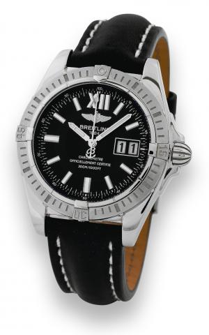 Cockpit.Breitling, Chronometer, Officially Certified, Automatic.300 m / 1000 ft, Ref. A49350. Made circa 2006..Fine, center seconds, self-winding, water-resistant, stainless.steel wristwatch with large date and a stainless steel Breitling.buckle..To be so