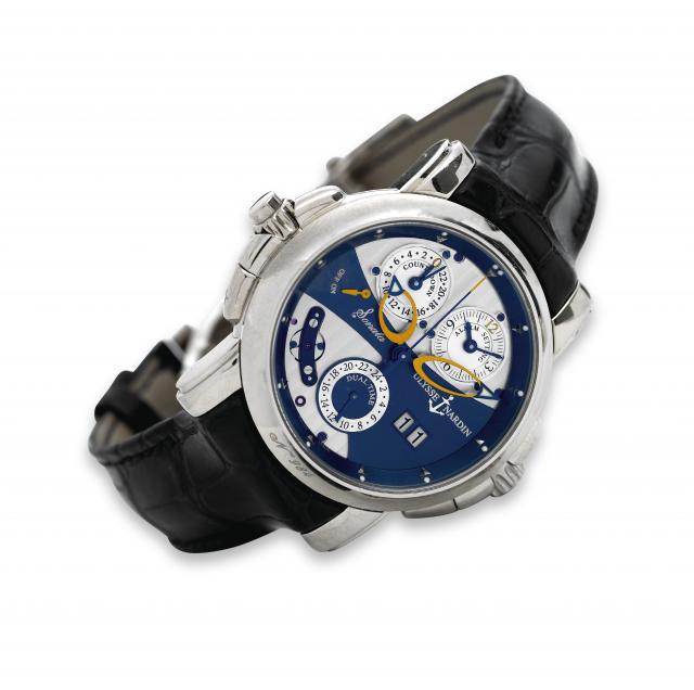 White Gold Sonata Cathedral Dual Time.Ulysse Nardin, Le Locle, Suisse, Sonata Cathedral Dual Time, No. 984, Ref. 660-88. Made circa 2004. Production of.this reference started in 2003..Very fine, rare and unusual, center seconds, self-winding, water-resist
