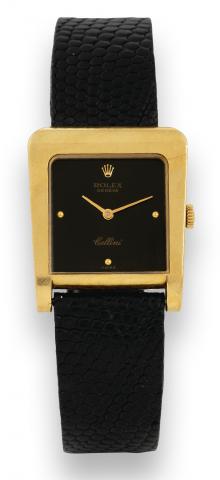 Rolex, Cellini, Ref. 4100. Made in the 1970s..Fine and unusual, asymmetric, trapezoidal, 18K.yellow gold lady
