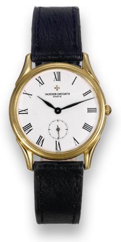 Vacheron Constantin, Geneve.Les Historiques, movement.No. 774323, case No. 632202.Ref. 92239. Made in 1992..Fine and elegant, thin, 18K yellow gold.wristwatch with an 18K yellow gold.Vacheron Constantin buckle..To be sold without reserve