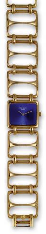 Ref. 4237, Yellow Gold Bracelet Watch.Patek Philippe, Geneve, movement No. 1390341.case No. 526547, Ref. 4237/1. Sold on August 9, 1982..Very fine and unusual, rectangular, 18K yellow gold lady