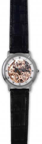 Piaget, Squelette, Automatique, No. 11/50.case No. 821688, Ref. 26930. Made in a limited.series of 50 examples in the 1990s..Very fine and rare, center seconds, self-winding, skeletonized.platinum wristwatch with a platinum Piaget buckle.